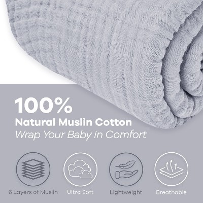 Twin Slate Grey Muslin Cotton Blanket for Adults