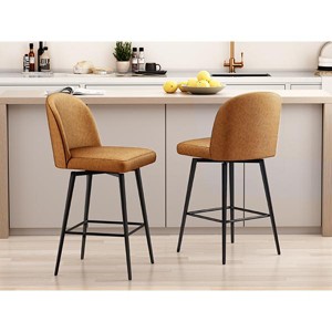 Dyonery Swivel Bar Stool with Back Support & Footrest, 26.9" Counter Height Kitchen Island Stools for Dining & Home Bar - 1 of 4
