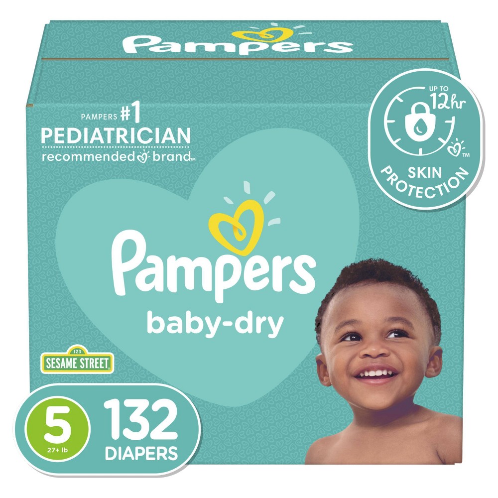 Pampers Baby Dry Disposable Diapers Enormous Pack - Size 5 (132ct)