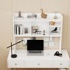 GlasFlength Decorative Storage Cabinets Desktop Bookshelf with 5 Shelves Organizer for Office College Dorm Kids Room, White, 37.01"*9.84"*31.5" - 4 of 4