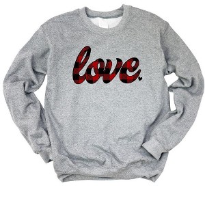 Simply Sage Market Women's Graphic Sweatshirt Buffalo Plaid Love - 1 of 3