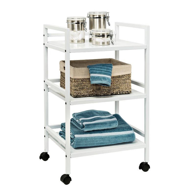 Honey-Can-Do 3-Tier Metal Rolling Cart White, 2 of 4
