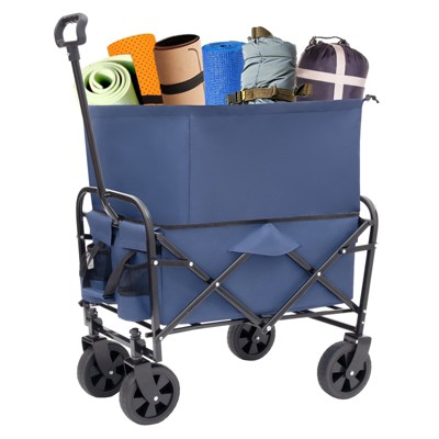 RISOKEYS Foldable Beach Wagon Cart-Lightweight & Collapsible Design with All-Terrain Wheels Load Bearing 225lbs for Camping,Outdoor