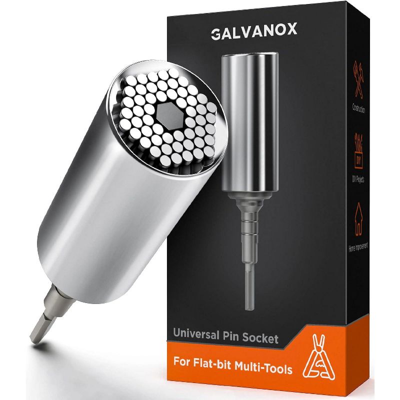 Galvanox Universal Socket Adapter Works w/ Leatherman Flat Bit System Skeletool Surge MUT Wave Plus & Signal Multitool Kit Set Multi-Tool Accessories, 1 of 8