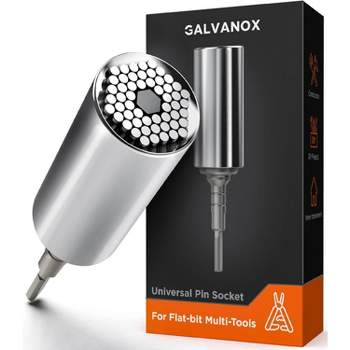 Galvanox Universal Socket Adapter Works w/ Leatherman Flat Bit System Skeletool Surge MUT Wave Plus & Signal Multitool Kit Set Multi-Tool Accessories