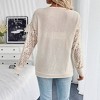 Women Blouse Long Sleeve V Neck Lace Shirt - 4 of 4