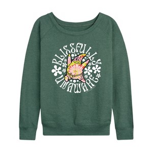 Women's - SpongeBob SquarePants - Blissfully Unaware Lightweight French Terry Wide Neck Long Sleeve Shirt - 1 of 4