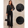 Allegra K Women's Plaid Tweed Crew Neck Cropped Button Up Elegant Work Blazer - 2 of 4