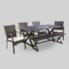 Tritan 6pc Aluminum & Wicker Patio Dining Set: Outdoor Furniture with Bench - Christopher Knight Home - 2 of 4