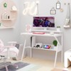 Costway Home Office Desk with Monitor Stand, Open Shelf & Metal Frame, Earphone Hook White/Brown/Black/Pink - 2 of 4