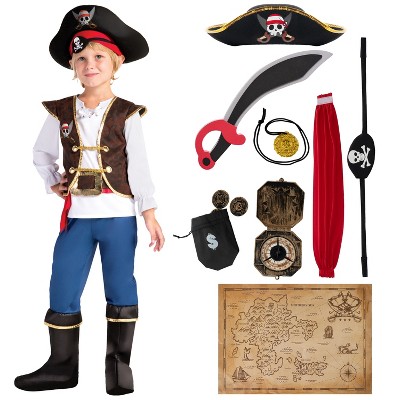 Joyfy Boys Halloween Pirate Captain Costume, Kids Pirate Costume Set for Toddler Halloween DressUp Cosplay Party Decor
