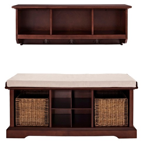 Crosley 2 Piece Brennan Entryway Bench Shelf Set Mahogany Target