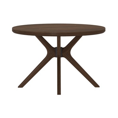 Verso 47'' Walnut Pine Round Dining Table with Cross Legs