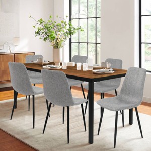 Bingo Armless Dining Chair Set Of 6, Upholstery Fabric for Dining Room Chairs with Black Legs, Dining Chair Set for 6- Maison Boucle - 1 of 4