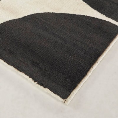 Modern Geometric Black and Beige Kids' Area Rug