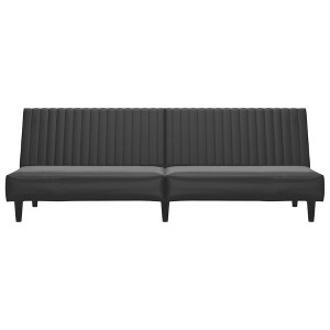 vidaXL 2-Seater Sofa Bed Accent Upholstered Loveseat Couch Black Faux Leather - Black Without Armrest - 1 of 4