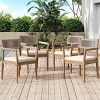 Set of 4 Acacia Wood Outdoor Dining Chairs with Cushions, Patio Dining Chair Teak Look with Beige Rope, Outdoor Dining Chair Set for Garden-Koiai - 3 of 4