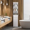 Costway Bathroom Tall Storage Cabinet Freestanding Linen Tower w/ Open Shelves & Drawer - 2 of 4