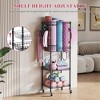 MOEPISY Home Gym Storage Rack with Wheels, Yoga Mat Storage Organizer, Space Saving 4-Tier Weight Rack Black - 4 of 4
