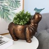 LuxenHome Brown Hippo and Blue Bird MgO Flower Pot Planter - 2 of 4