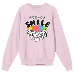 Usagyuun Smile Crew Neck Long Sleeve Cradle Pink Adult Sweatshirt - 1 of 2