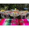 Dos Sueños Mexican Hand Blown  Margarita Glasses - Confetti Rock Design - 16oz - Set of 4 - 4 of 4