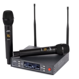 Monoprice 200-Channel UHF Dual Handheld Wireless Microphones System, 262ft (80‑meter) Range, Perfect for Church, Birthdays, Karaoke, Weddings, Events - 1 of 4