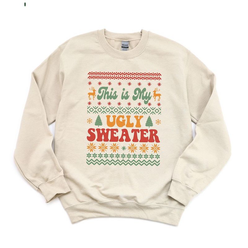 Simply Sage Market Women's Graphic Sweatshirt Ugly Sweater Deer, 1 of 4