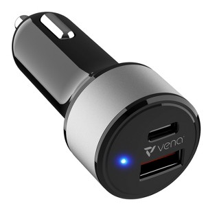 Vena 30W Dual Port Car Charger (USB C + USB-A), PD 3.0 Fast Charging Charger For MacBook Air iPad Pro iPhone 16 15 14 13 Pro Max Galaxy Google Pixel - 1 of 4