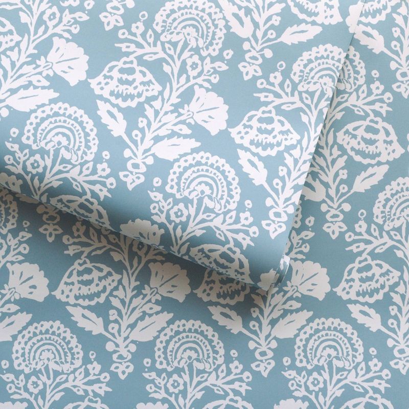 Tempaper Peel and Stick Wallpaper Floral Damask Blue, 6 of 7