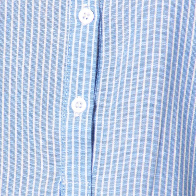 Anna-Kaci Women's Casual Woven Chambray Half Button up Long Stripe Shirt- Small ,Blue, 5 of 7