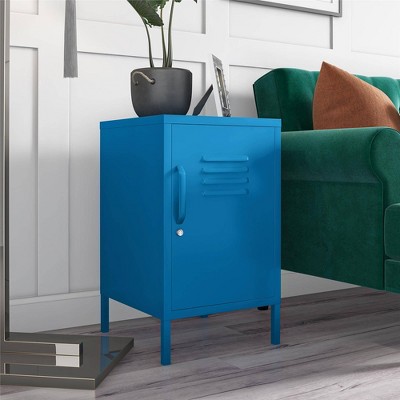Bright Blue Novogratz Cache Metal Locker End Table with Storage