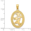 Black Bow Jewelry 14k Yellow Gold Oval Chinese Happiness Symbol Pendant, 18mm (11/16 in) - 4 of 4