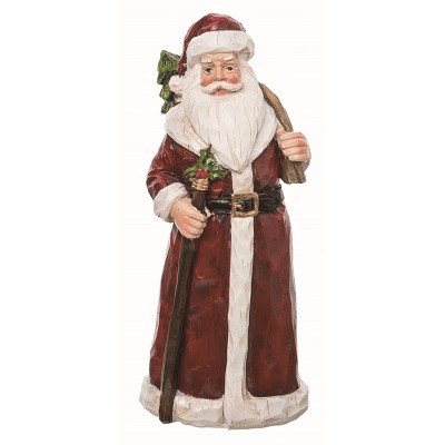 Transpac Resin Multicolor Christmas Carved Santa Figurine