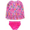 RuffleButts Girls UPF50+ Sun Protected Scallop Hem Long Sleeve Rash Guard Bikini - 2 of 4
