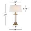 Vienna Full Spectrum Rolland Traditional Table Lamp 30" Tall Crystal Brass Column Off White Tapered Drum Shade for Bedroom Living Room Bedside Office - 4 of 4