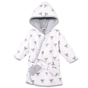Hudson Baby Infant Unisex Cotton Rich Bathrobe, Modern Elephant, 0-9 Months - 1 of 2
