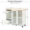 LED Light Kitchen Island with Drop Leaf, 2 Fluted Glass Doors, Flip Cabinet Door, Adjustable Shelf, and 2 Drawers on Wheels - 4 of 4