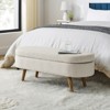VisioGear Oval Ottoman, Storage Bench with Wood Legs for Living Room, Beige, 43.5"*16"*16" - 4 of 4
