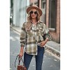 Women Shirts Collar Long Sleeve Pocket Casual Plaid Shirt Top - 3 of 3
