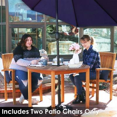 Sunnydaze Light Brown Teak Outdoor Stacking Dining Armchair