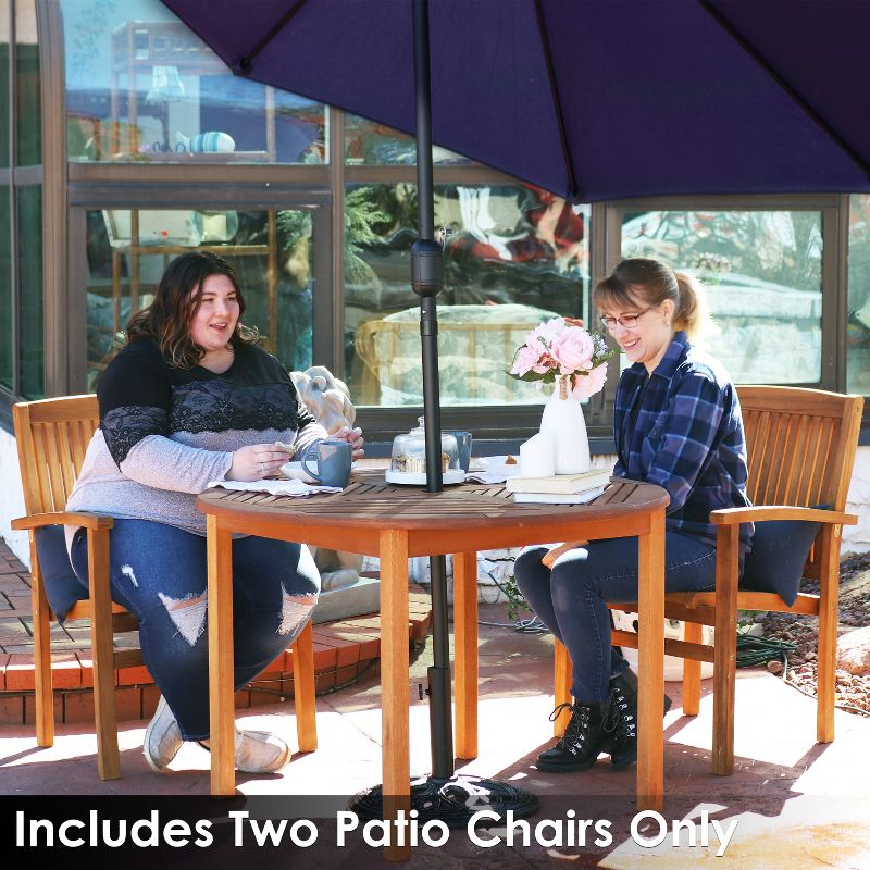 Sunnydaze Outdoor Solid Teak Wood Slat-Back Patio Dining Armchair, 3 of 20