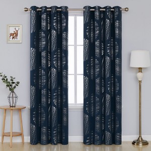 Deconovo Silver Foil Circle Room Darkening Curtains – 2 Panels - 1 of 4