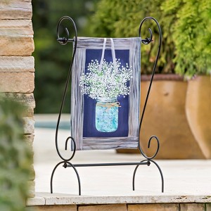 Evergreen Hanging Mason Jar Garden Linen Flag 12.5 x 18 Inches Indoor Outdoor Decor - 1 of 4
