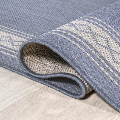 Lucia 3' x 5' Blue Synthetic Diamond Border Area Rug