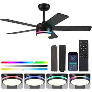 46 Inches Downrod RGB Ceiling Fan with Light,3CCT LED Integrated,Remote and APP Control - 1 of 4