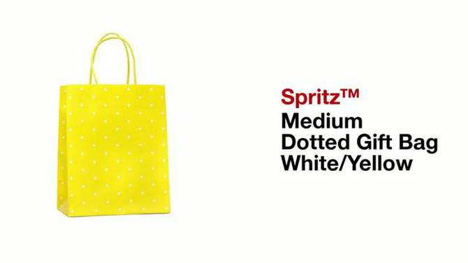 Medium Dotted Gift Bag White/Yellow - Spritz&#8482;: Easter Celebration, Polka Dot Pattern, Multicolor Paper Bag, 2 of 5, play video
