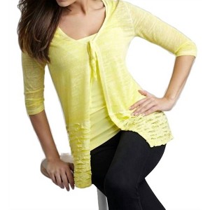 Women's Tie-Front Melange Cardigan - ANGEL - 1 of 2