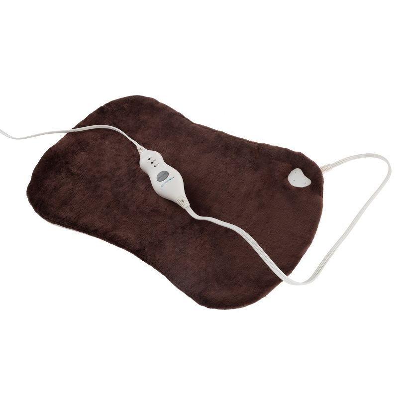 Electric Heating Pad for Full Body - Soft Plush Heat Pack with 3 Settings, Auto Shut Off, Front Clasp, and Long Detachable Cord by Bluestone (Brown), 3 of 9