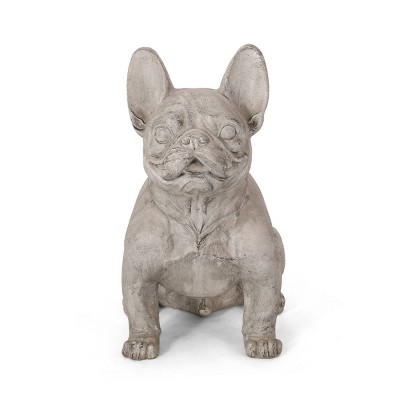 Delamore Outdoor French Bulldog Garden Statue Rustic White And Green Christopher Knight Home Target